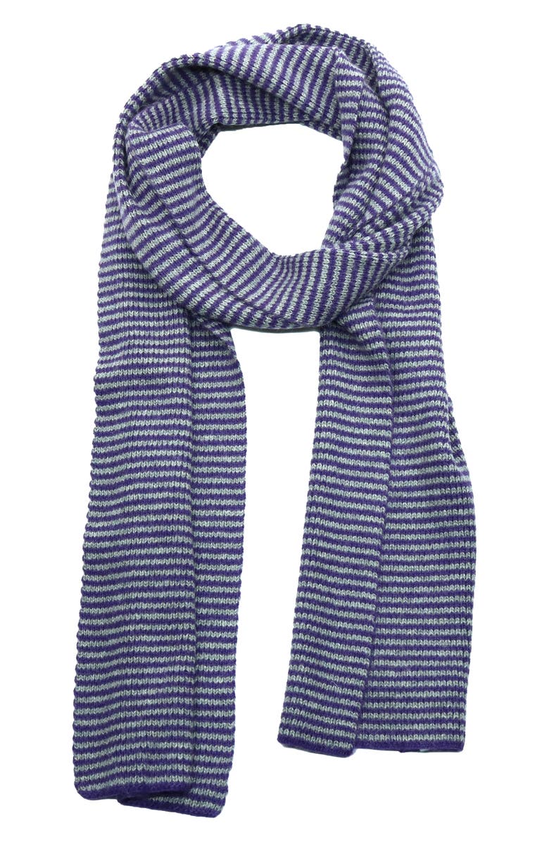 Portolano Ministripe Rib Scarf, Main, color, Purple/ Light Grey
