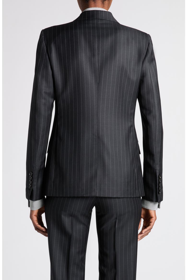 Chalk Stripe Wool & Mohair Jacket, Alternate, color, BLACK/ WHITE