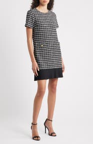 Julia Jordan Pleated Hem Bouclé Minidress