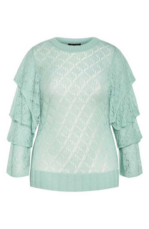 City Chic Carolina Pointelle Sweater In Green