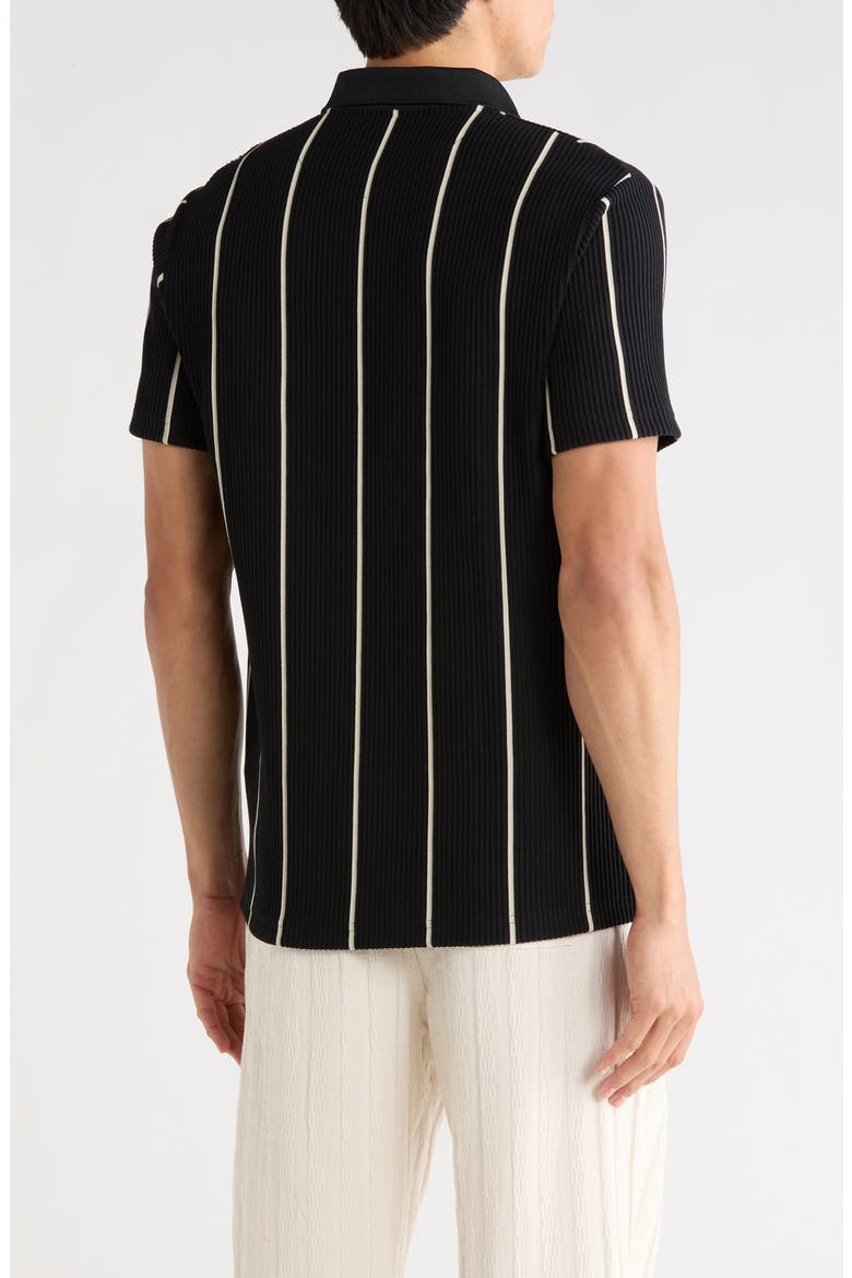Vertical Stripe Textured Polo, Alternate, color, BLACK AND WHITE