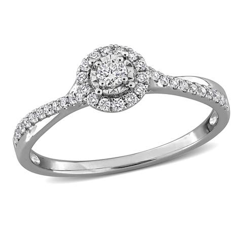 Lab-Grown Diamond Halo Crossover Ring 14k