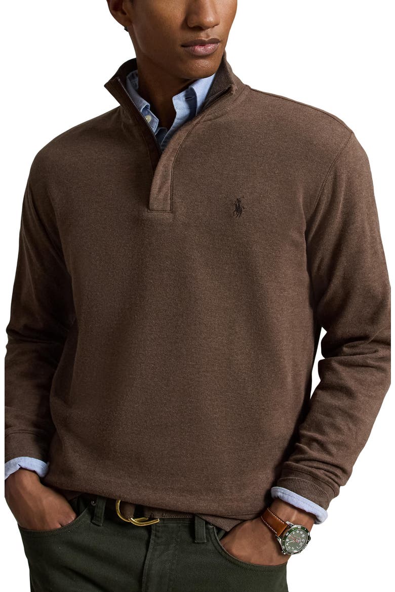 Quarter Zip Pullover, Main, color, BROWN