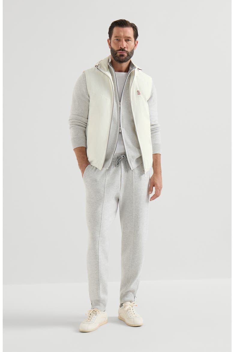 Bonded nylon hooded vest with Thermore® padding and logo, Alternate, color, Off-White