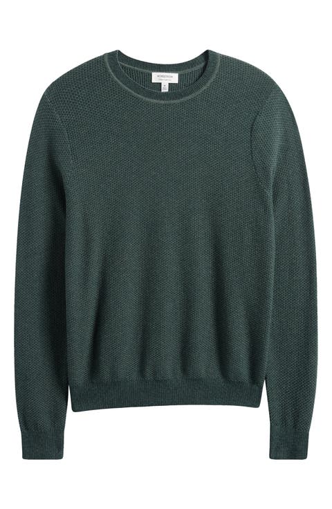 Two Tone Cotton & Cashmere Crewneck Sweater