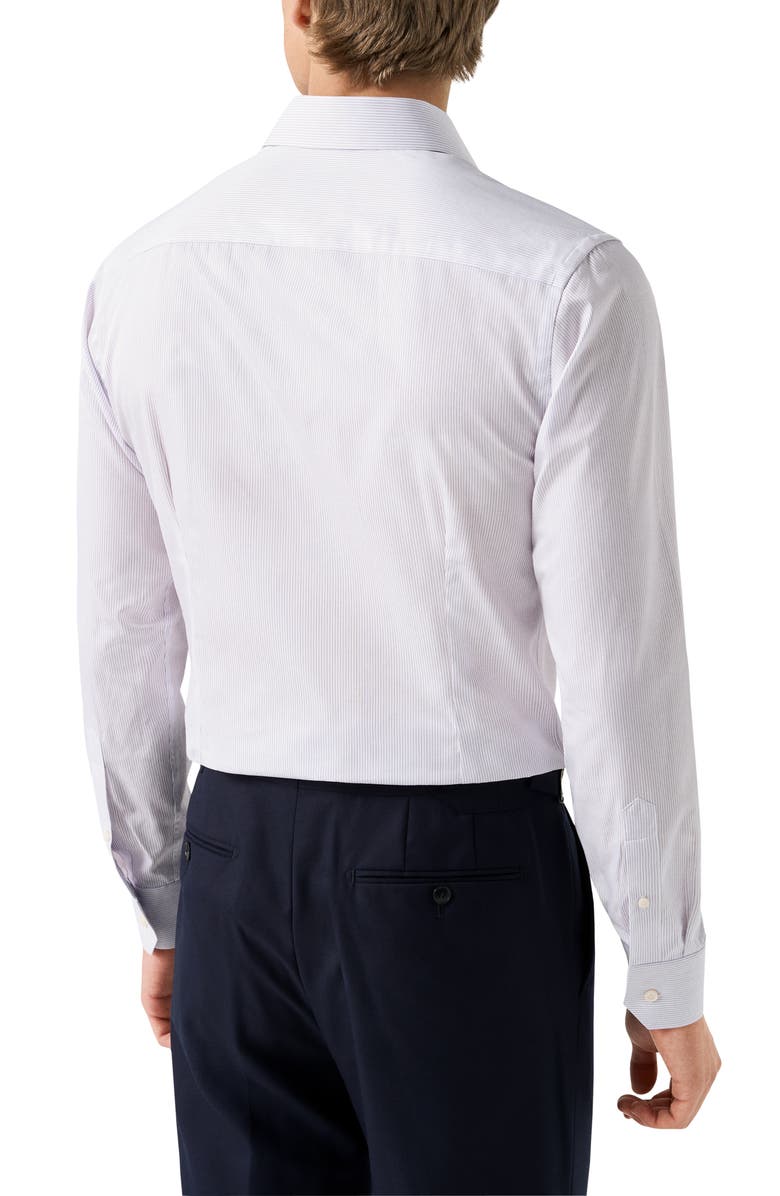 Eton Slim Fit Stripe Cotton Twill Dress Shirt, Alternate, color, Light Purple