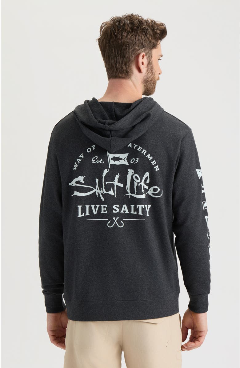 Salt Life Ocean Kin Long Sleeve Pullover Hoodie, Alternate, color, Charcoal Heather