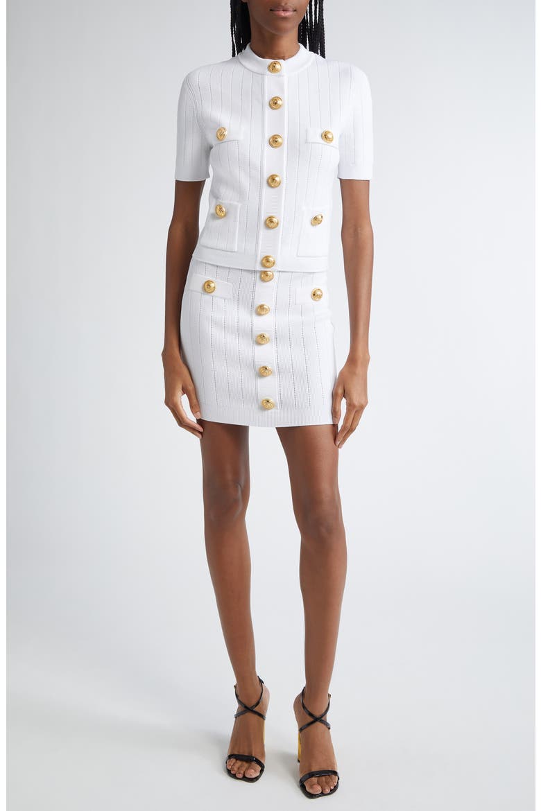 Button Detail Rib Sweater Skirt, Alternate, color, 0FA WHITE