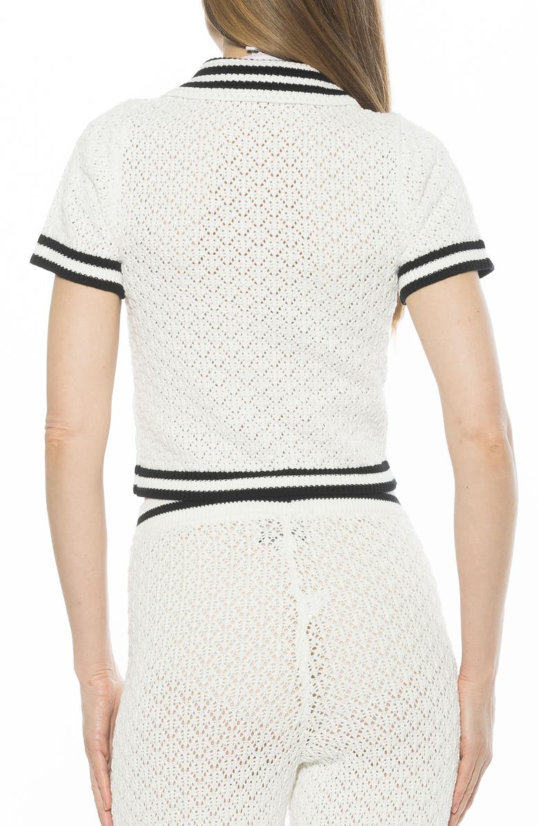 Alexia Admor Brinley Crochet Stitch Polo, Alternate, color, Ivory