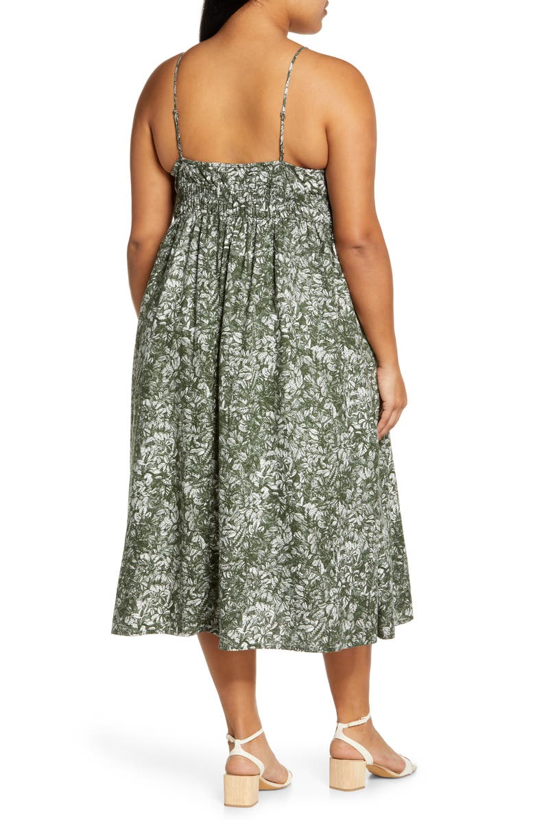 Treasure & Bond Floral Linen Blend Midi Dress, Alternate, color,