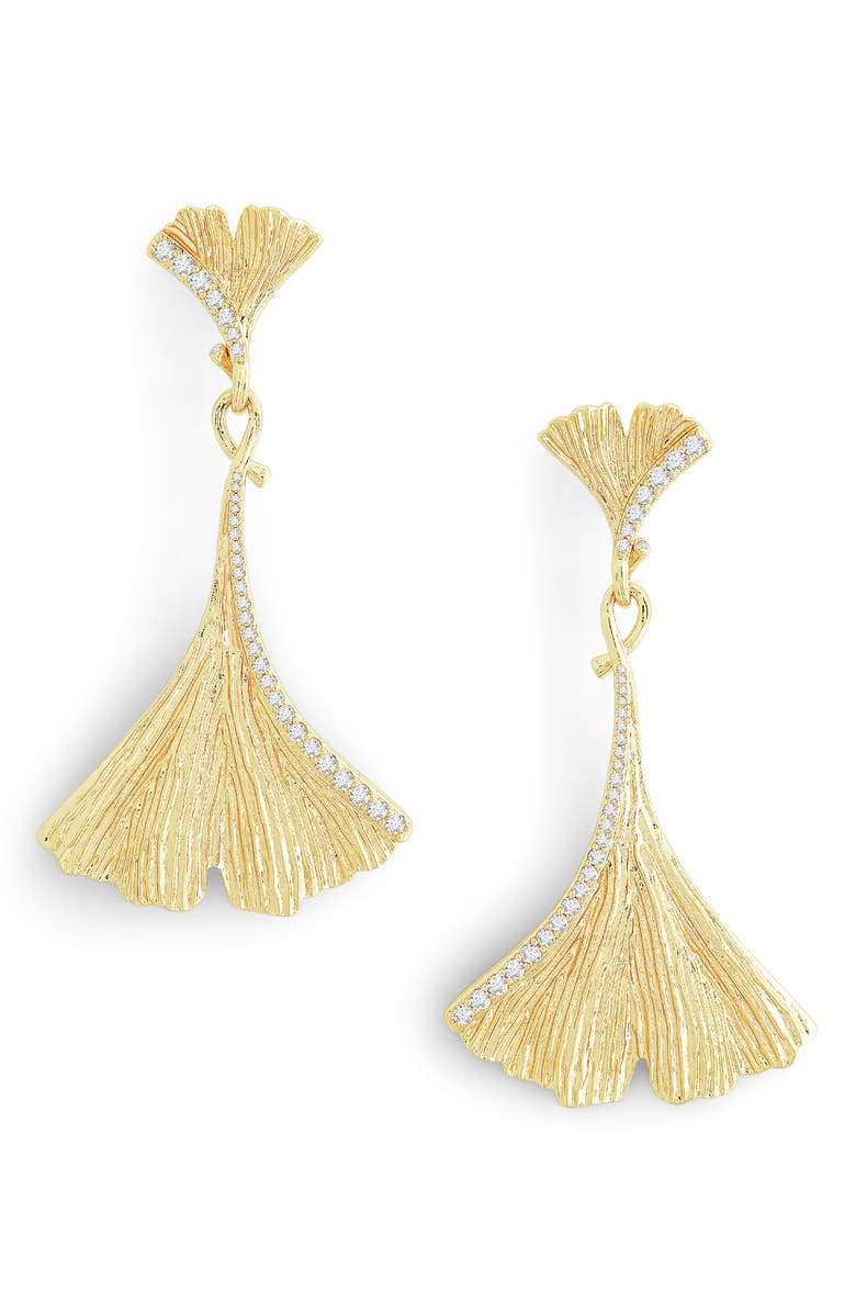 Anabel Aram Jewelry Ginkgo Leaf Large Drop Earrings, Main, color, Gold
