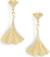 Anabel Aram Jewelry Ginkgo Leaf Large Drop Earrings