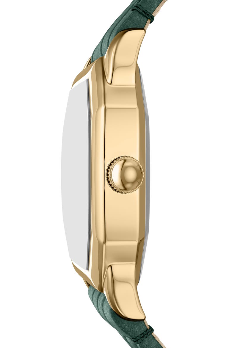 Harlow Croc Embossed Leather Strap Watch, 27mm, Alternate, color, WHITE/ GREEN/ GOLD