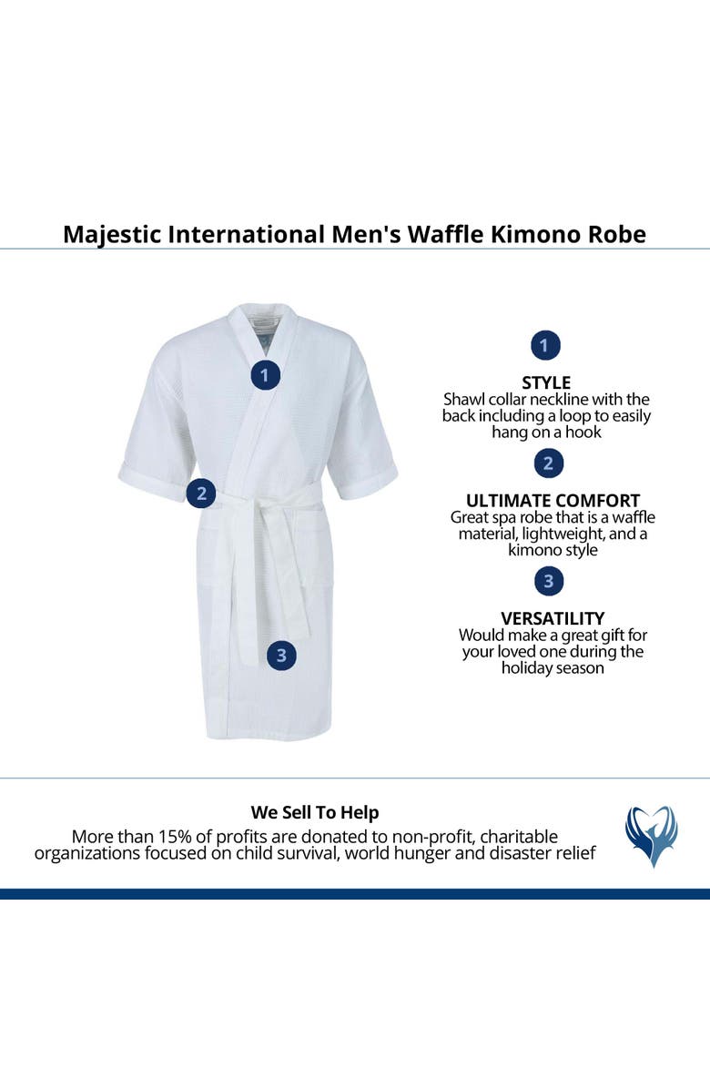Majestic International Men's Waffle Kimono Robe, Alternate, color, 