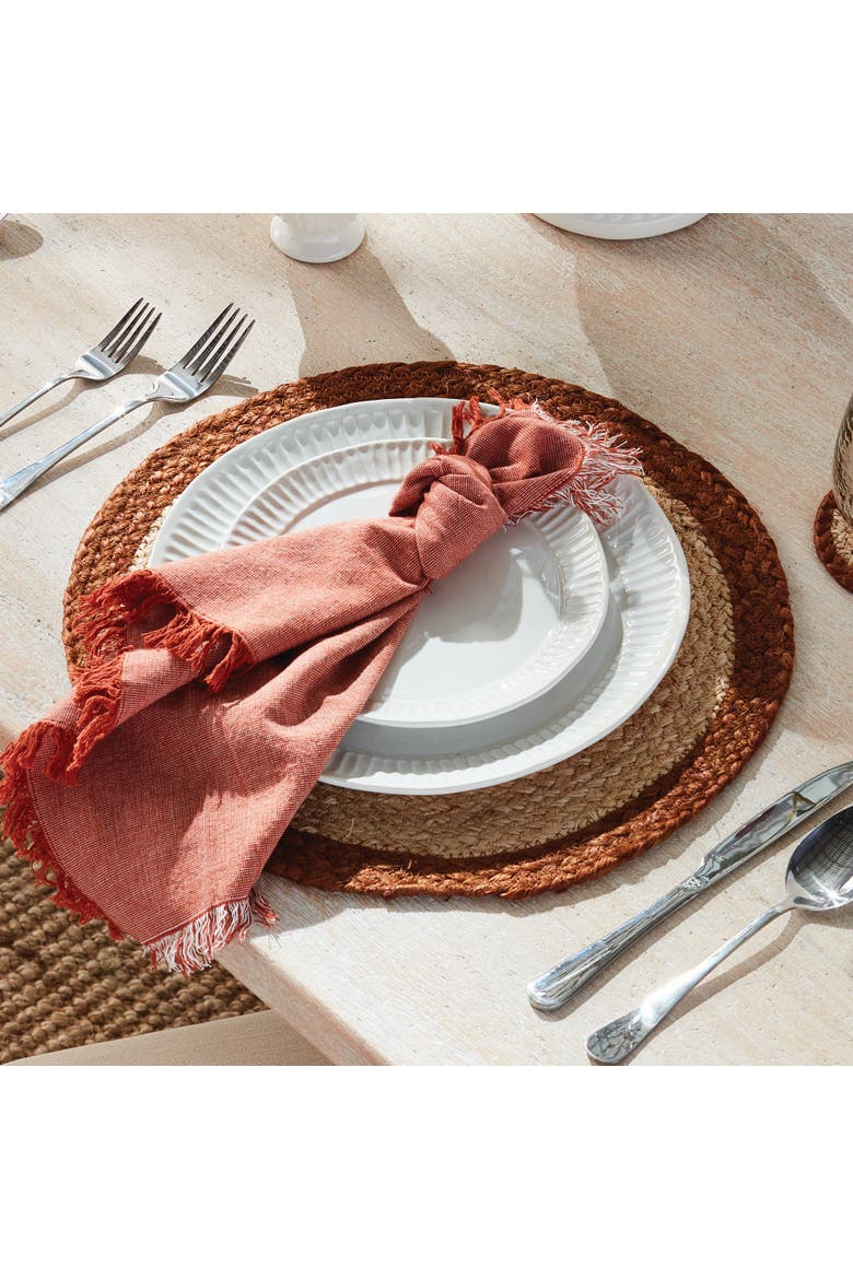 Aura Dinner Napkins - Rust - Pre-Washed Cotton - 4pc, Alternate, color, Red