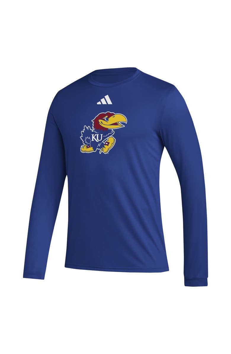 adidas Men's adidas Royal Kansas Jayhawks Primary Locker Logo Pre-Game Long Sleeve T-Shirt, Alternate, color, Royal