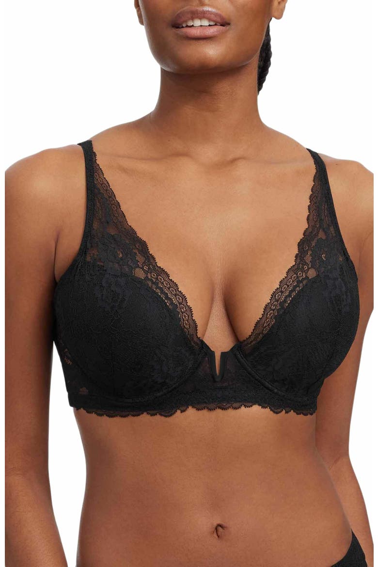 Minx Deep Plunge Lace Bra, Main, color, Black