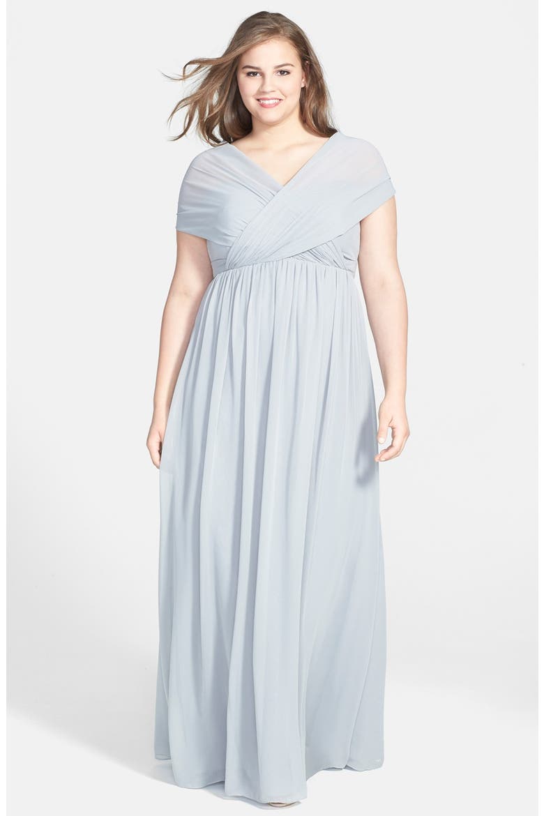 Aidan Convertible Strapless Chiffon Gown, Alternate, color, MINERAL