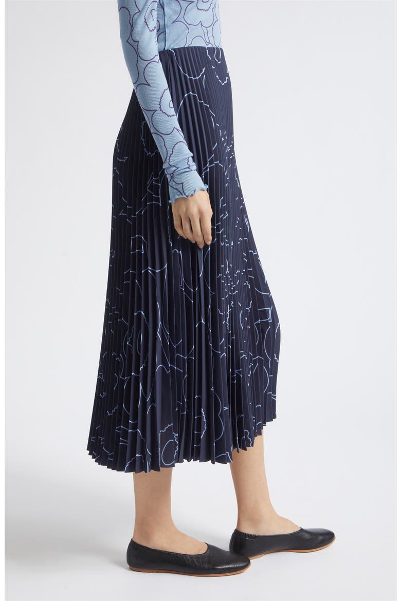 Pii Piirto Unikko Pleated Midi Skirt, Alternate, color, DARK BLUE LIGHT BLUE