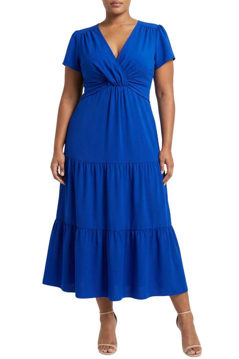Twist Front Tiered Maxi Dress, Main, color, BLUE