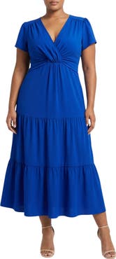 London Times Twist Front Tiered Maxi Dress