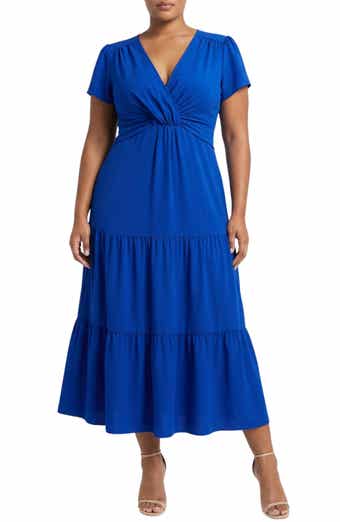 London Times Twist Front Tiered Maxi Dress