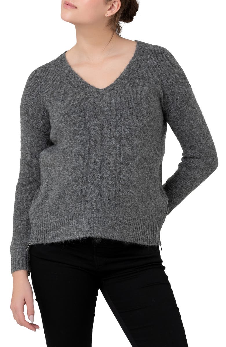 Ripe Maternity Cara Cable Knit Nursing Sweater, Main, color, 