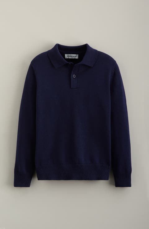 Kids' Long Sleeve Cotton Polo Sweater