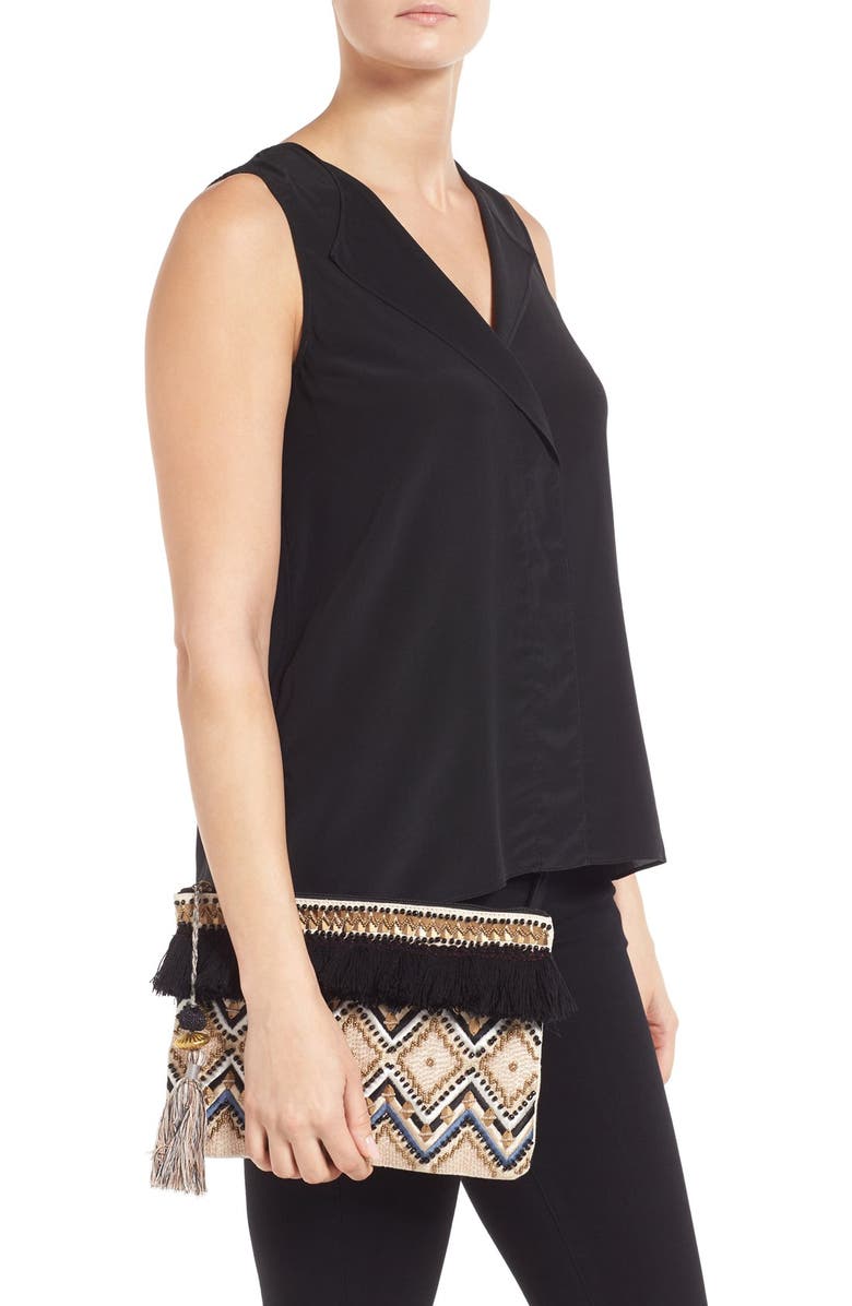 STEVEN by Steve Madden Jsuzzana Fringe Clutch, Alternate, color,