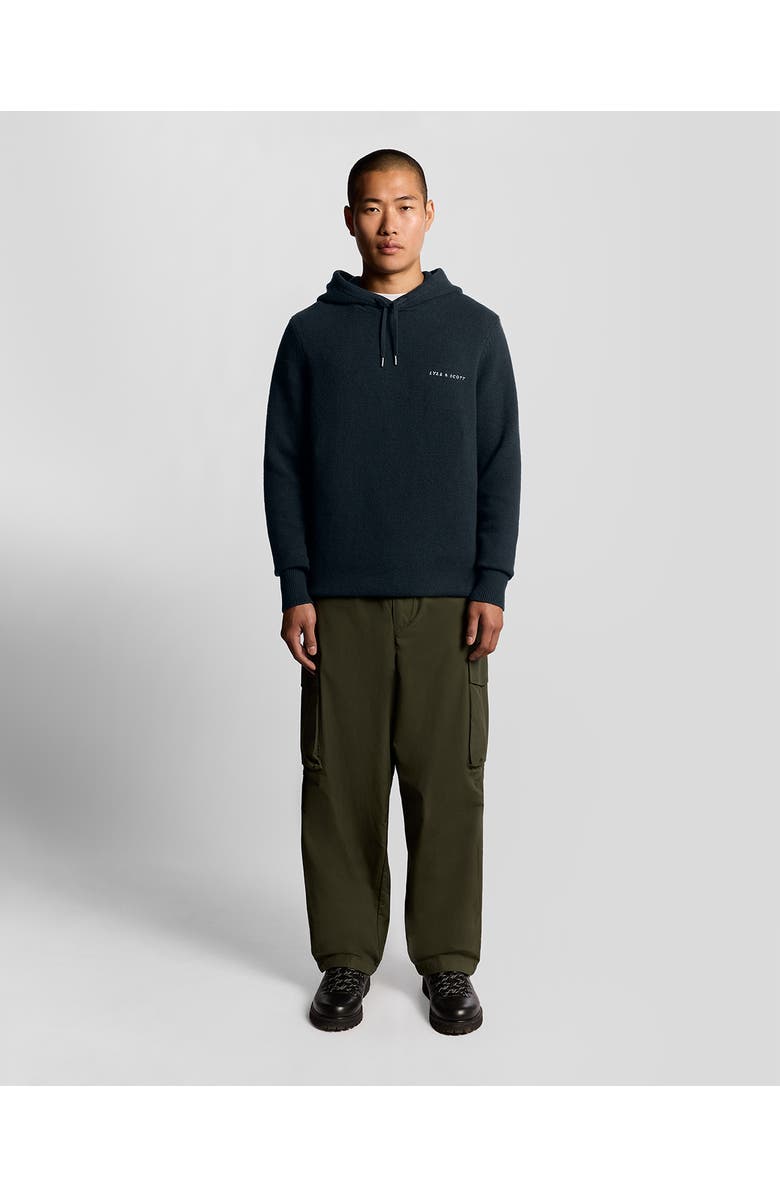 Lyle & Scott Script Long Sleeve Knitted Hoodie, Alternate, color, Dark Navy