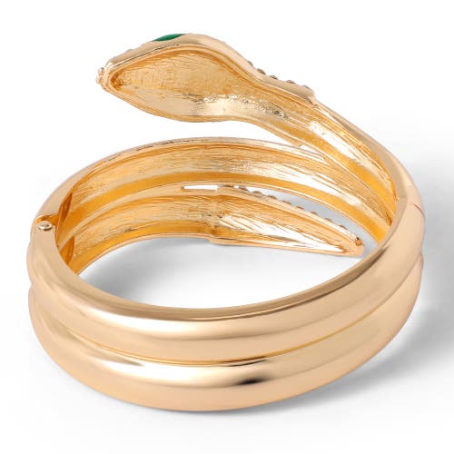 Jessica Simpson Snake Hinge Gold-tone Bracelet With Crystal Eyes In Gold