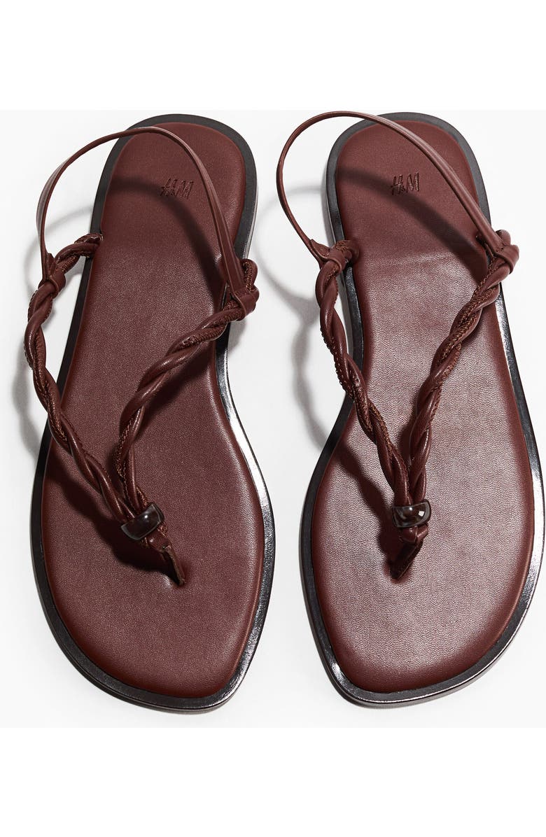 H&M Twist-detail Sandals, Alternate, color, Dark Brown