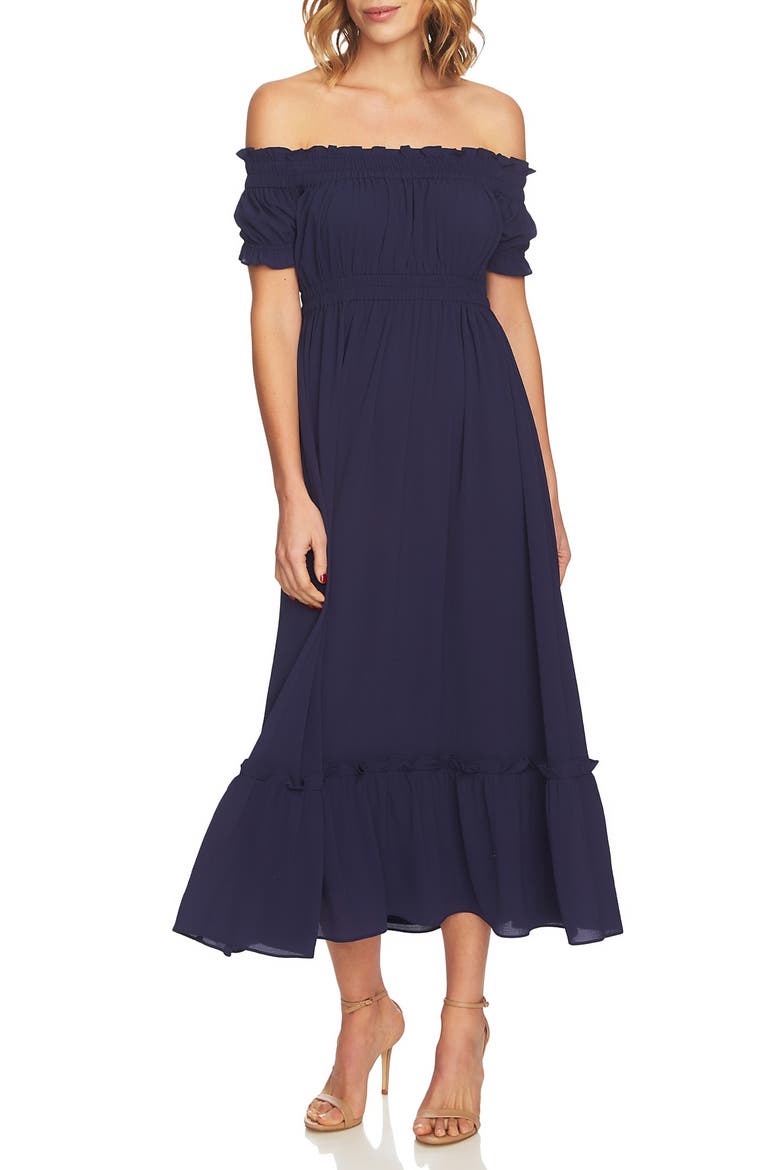 Vivian Off the Shoulder Smocked Maxi Dress, Main, color, MOSAIC TILE