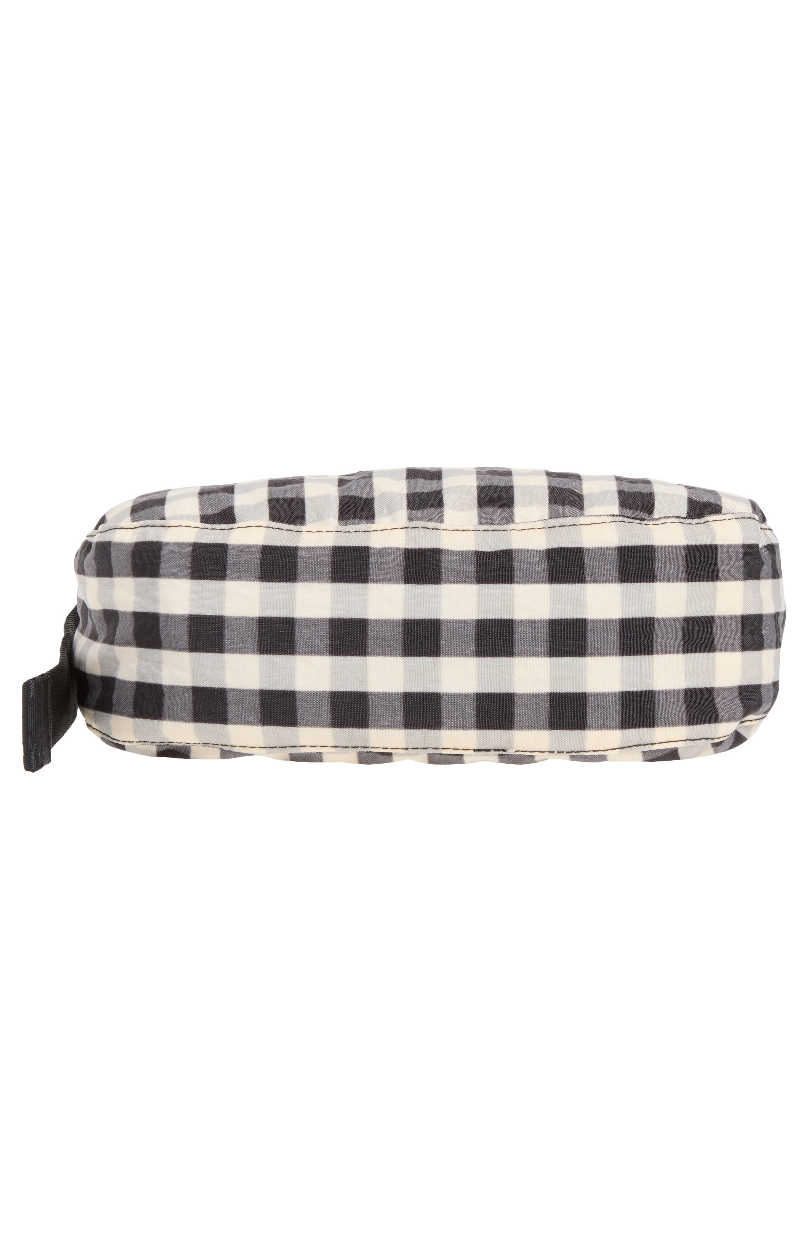 Small Recycled Nylon Crescent Crossbody Bag, Alternate, color, BLACK AND CREAM GINGHAM