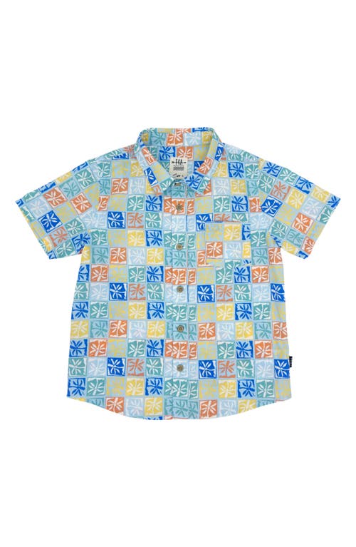 FEATHER 4 ARROW FEATHER 4 ARROW PALM CHECK SHORT SLEEVE BUTTON-UP SHIRT 