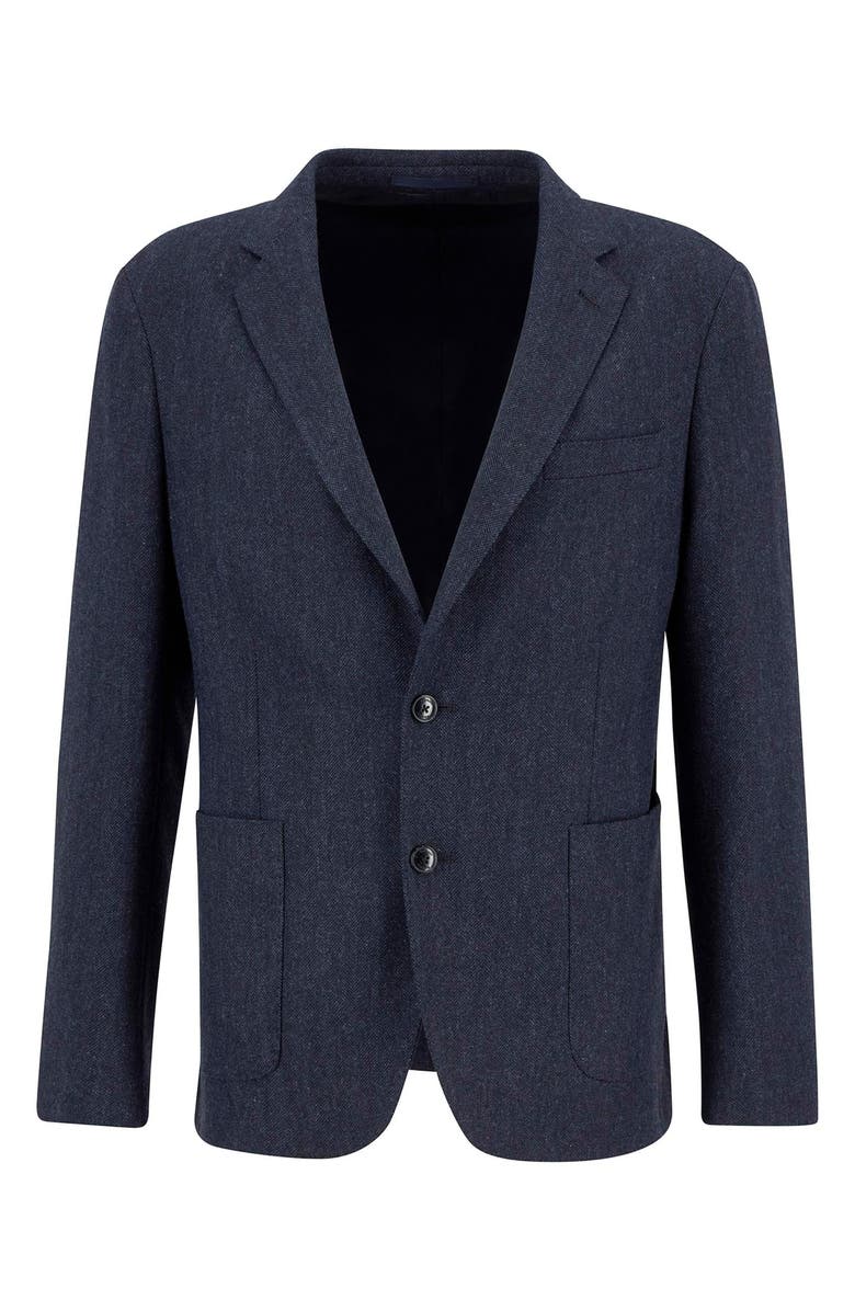 Barbour Sutherland Wool Blend Herringbone Flannel Sport Coat, Alternate, color, Navy