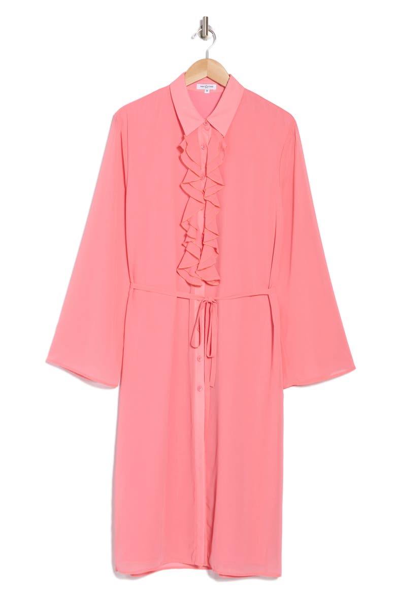 Yasmine Ruffle Long Sleeve Shirtdress, Alternate, color, PINK
