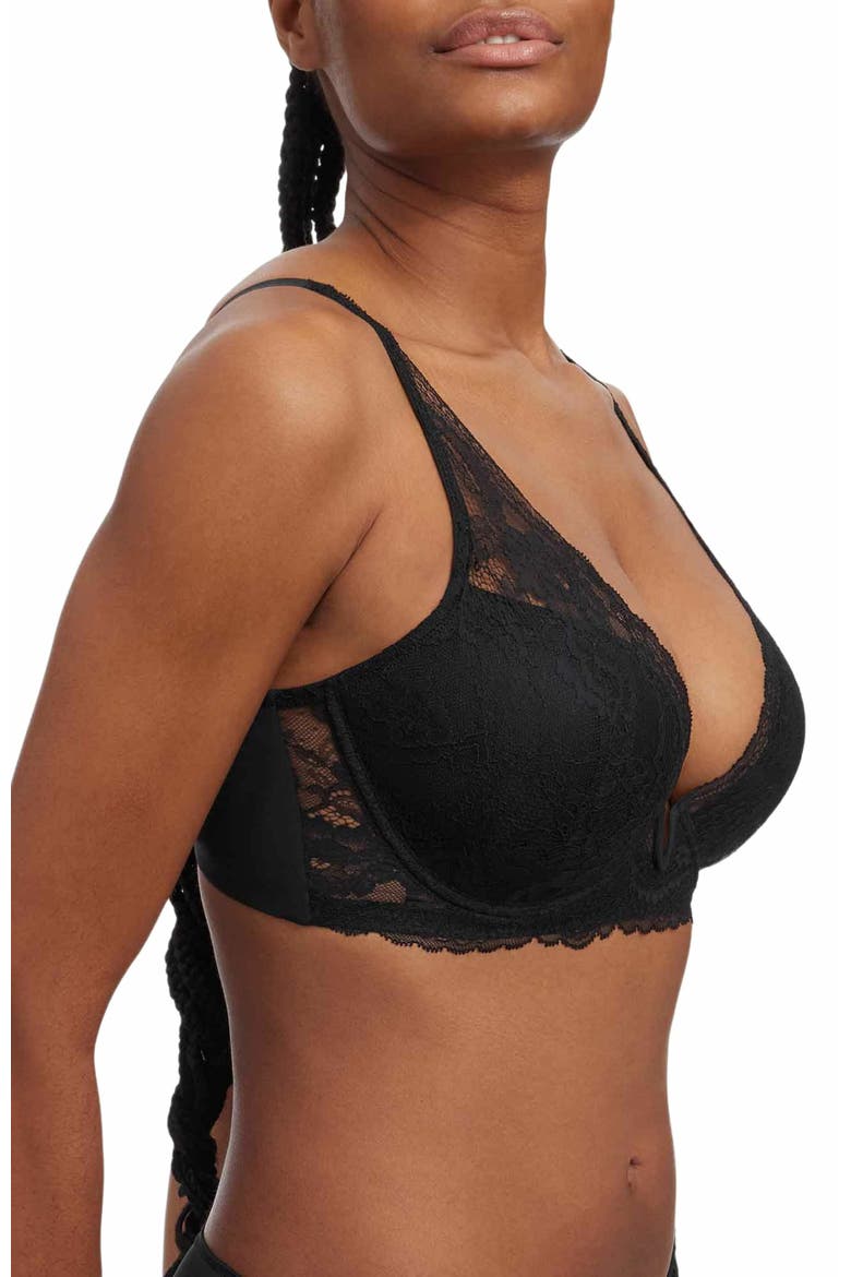Minx Deep Plunge Lace Bra, Alternate, color, Black