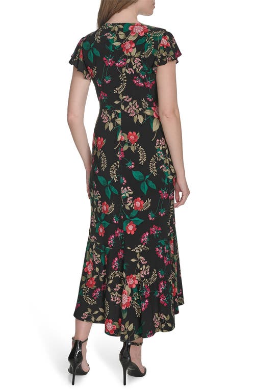 Tommy Hilfiger Flutter Sleeve Jersey Midi Dress In Multi