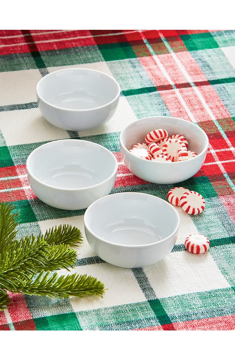 tag Whiteware Round Bowl Set of 4 Porcelain Dinnerware, Alternate, color, White