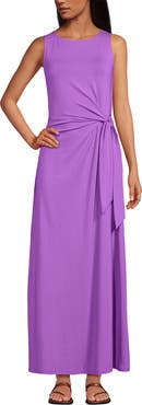 Lands' End Cotton Modal Sleeveless Tie Waist Maxi Dress