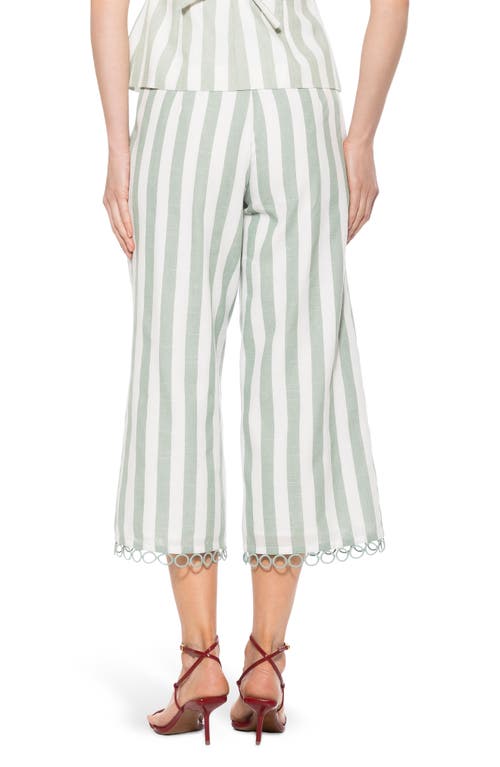 Alexia Admor Lucy Wide Leg Ankle Crop Pants In Green Stripe