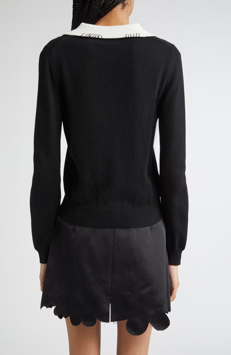 Marni Logo Embroidered Long Sleeve Cardigan, Alternate, color,