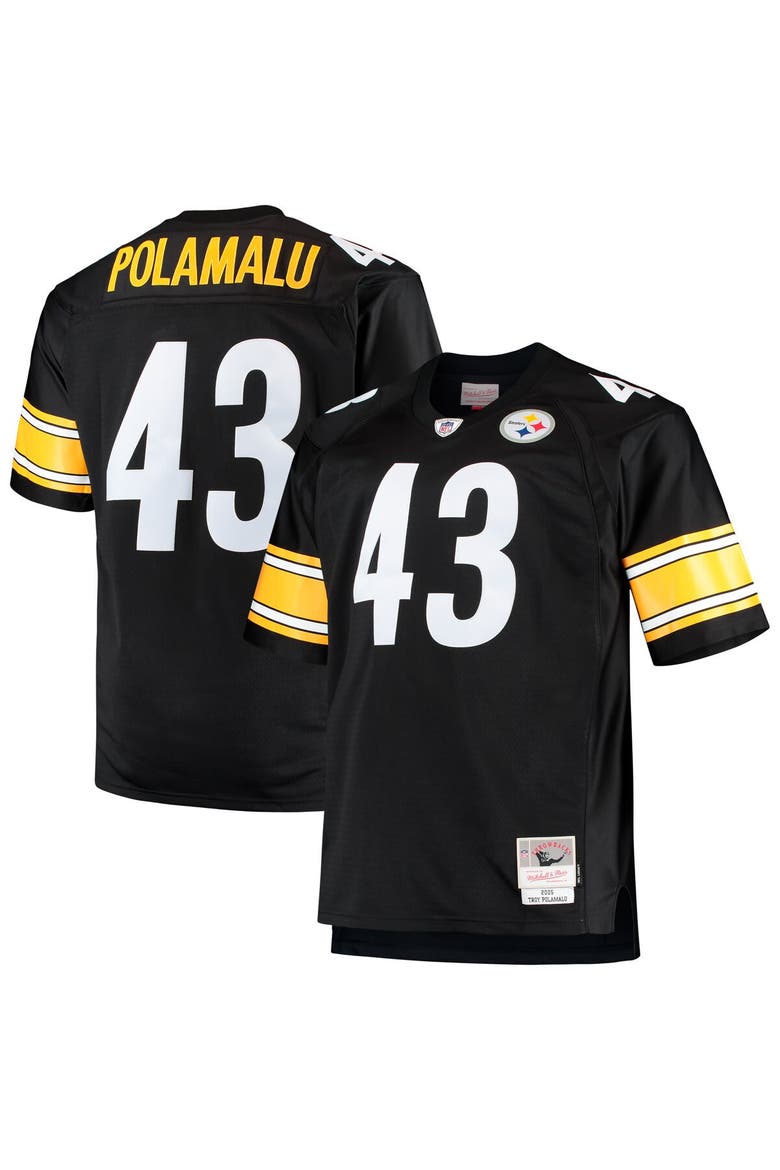 Men's Mitchell & Ness Troy Polamalu Black Pittsburgh Steelers Big & Tall 2005 Retired Player Replica Jersey, Main, color, Black