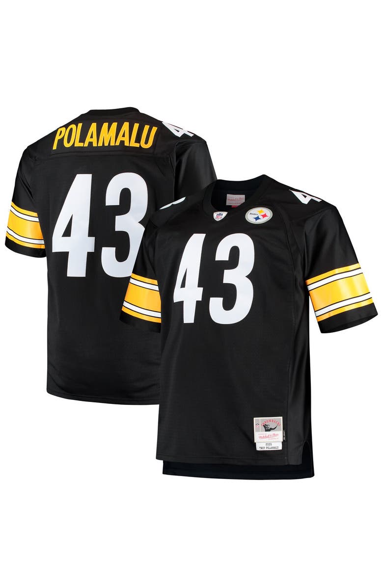 Mitchell & Ness Men's Mitchell & Ness Troy Polamalu Black Pittsburgh Steelers Big & Tall 2005 Retired Player Replica Jersey, Main, color, Black