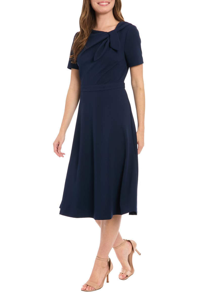 Scuba Crepe Fit & Flare Dress, Alternate, color, NAVY