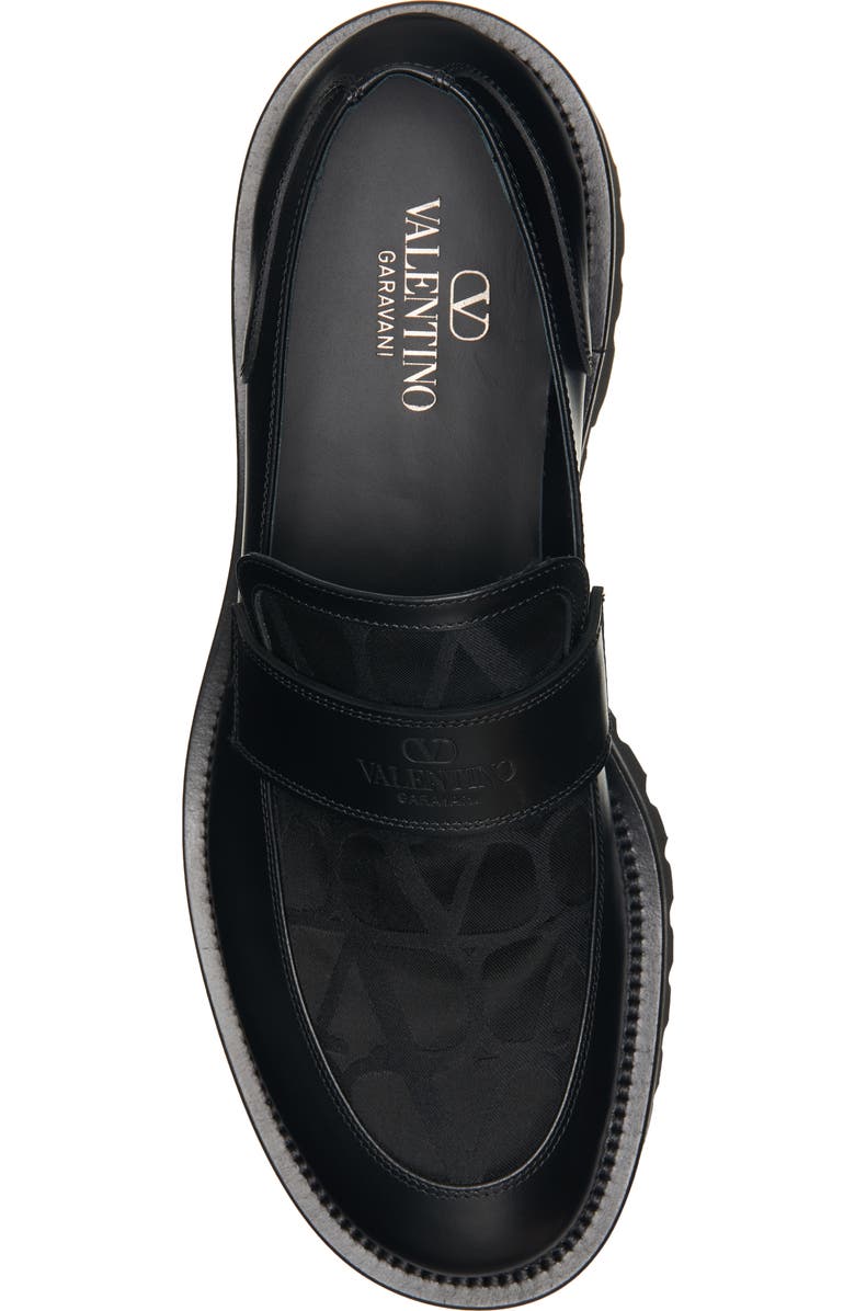 Valentino Garavani VLOGO Toile & Leather Loafer, Alternate, color,
