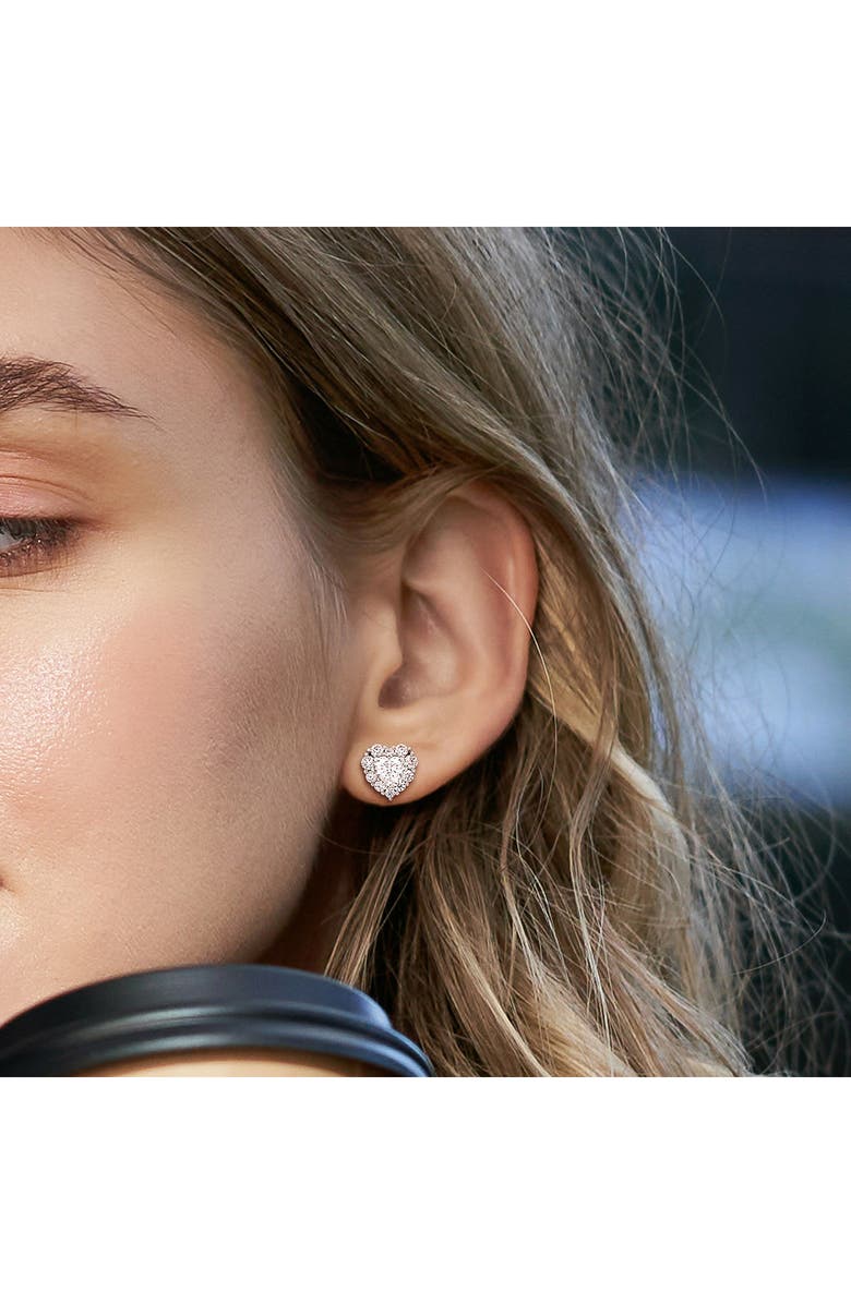 DELMAR Lab-Created Moissanite Heart Stud Earrings, Alternate, color, 