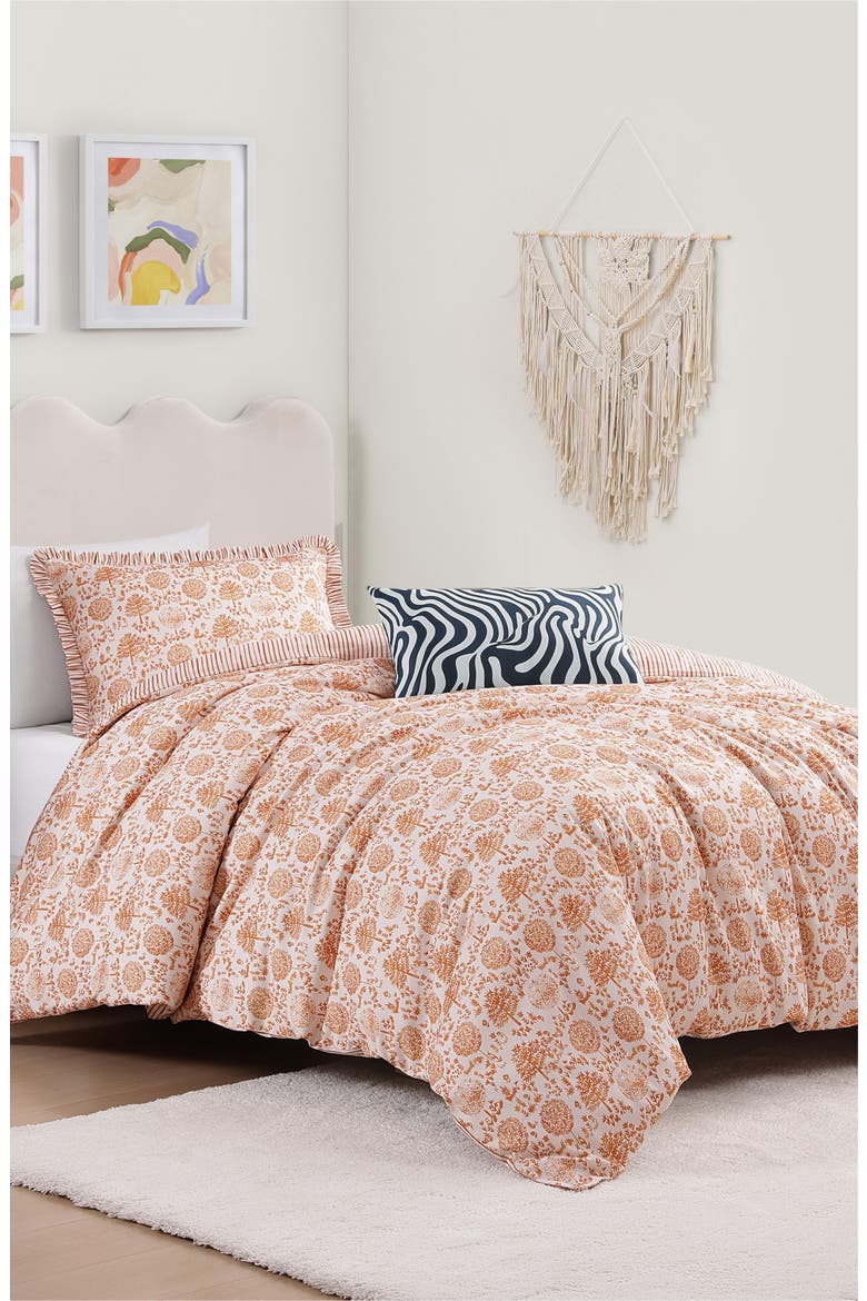 Clay Trees Reversible Comforter Set, Main, color, ORANGE