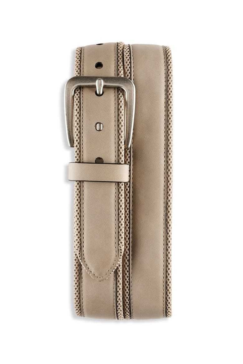Leather Mesh-Lined Belt, Main, color, TAUPE